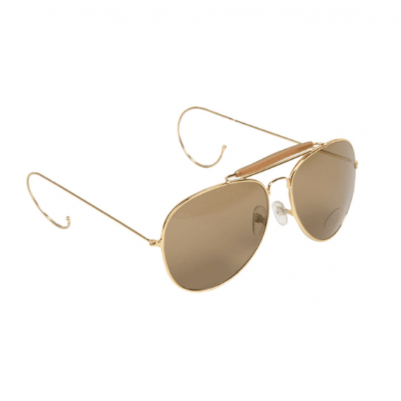 Pilotbriller med brunt glass - Messing - Miltec