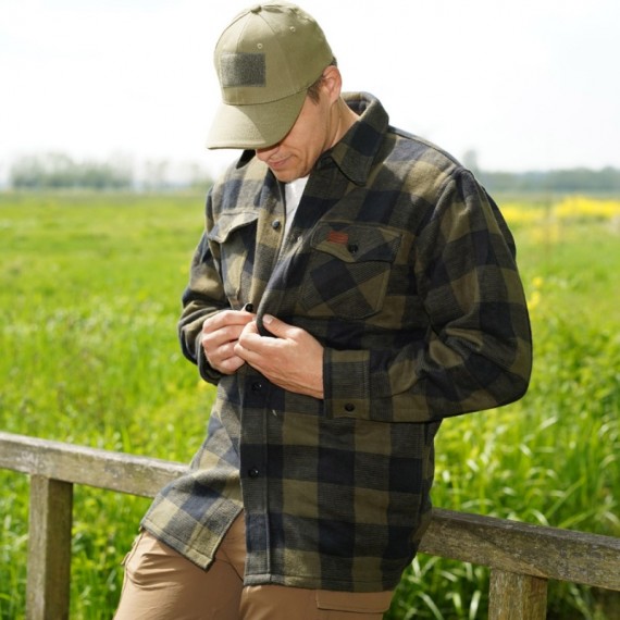 Lumberjack jakke - Flanel skjorte - Sort / Oliven - Longhorn