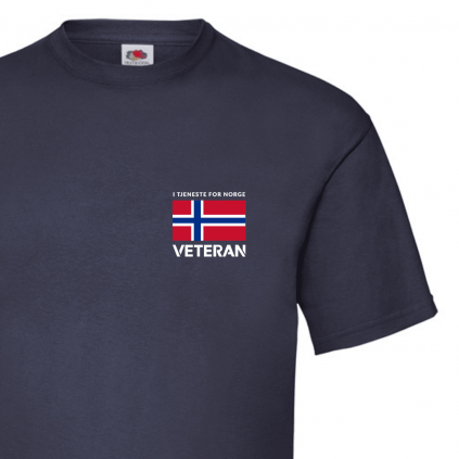 T-skjorte - Veteran - I tjeneste for Norge - Enkel - Marineblå - Bomull