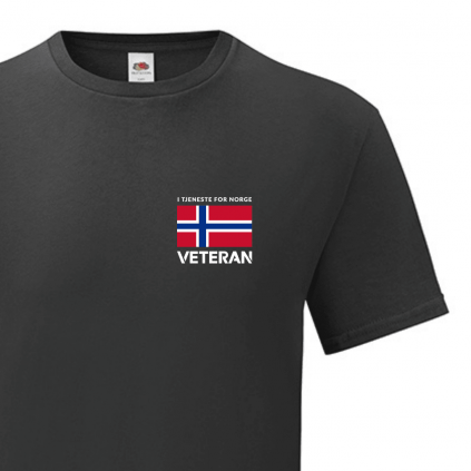 T-skjorte - Veteran - I tjeneste for Norge - Enkel - Sort - Bomull
