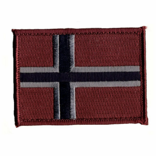 Patch - Norgesflagg - Borrelås - Dempet rød