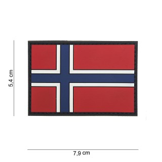 Norsk flagg patch PVC 3D - borrelås
