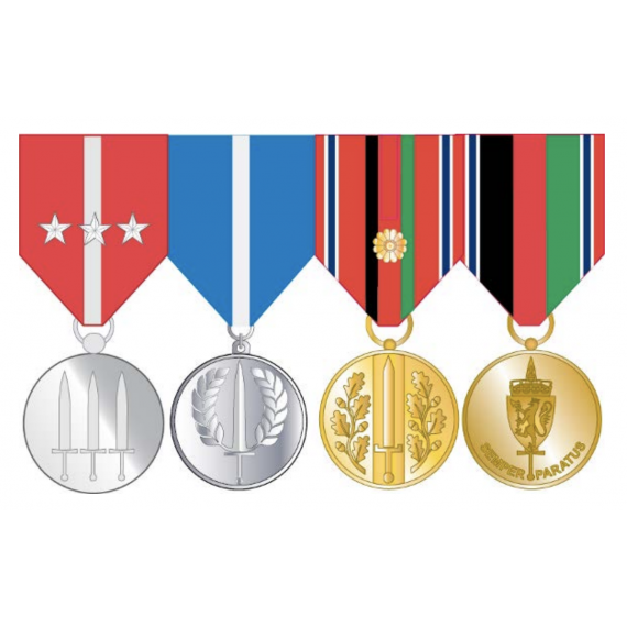 Monteringsskinne - Medaljer - 14 CM - 4 store medaljer