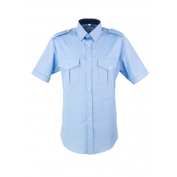 Skjorte med kort erm og slitekant - Selje - Lyseblå