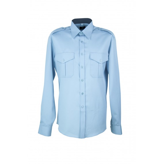 Skjorte med lang erm og slitekant - Selje - Lyseblå